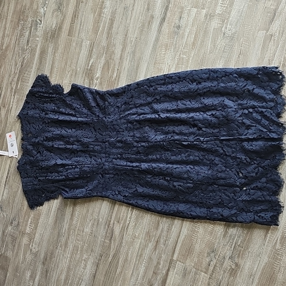 NWT Merokeety Dress Lace Overlay Navy Blue Knee Length Large - Picture 8 of 10